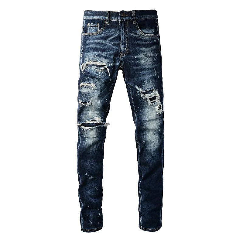 Blue Classic Ripped Jeans
