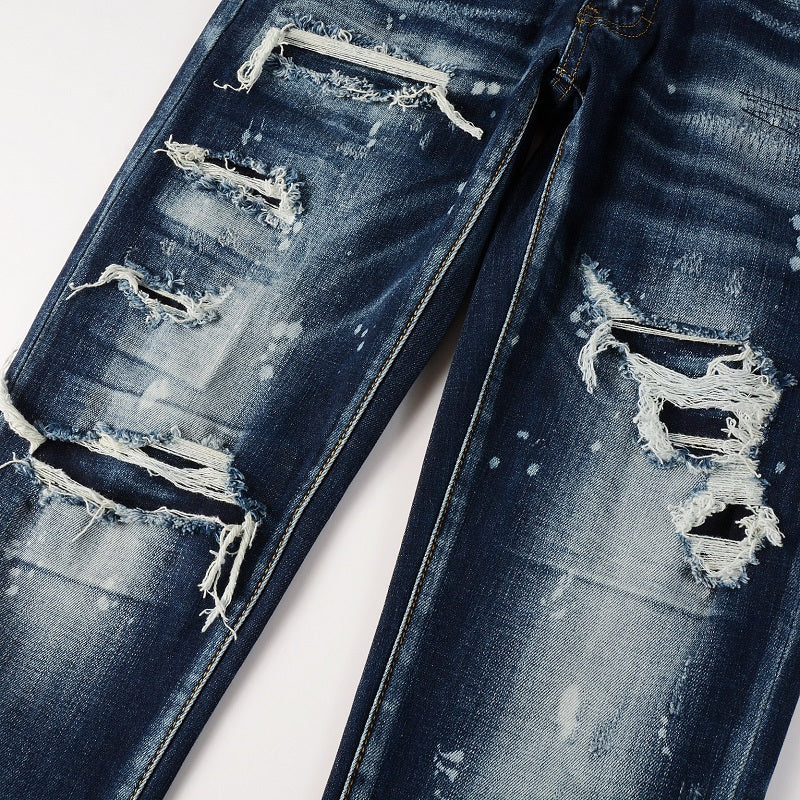 Blue Classic Ripped Jeans
