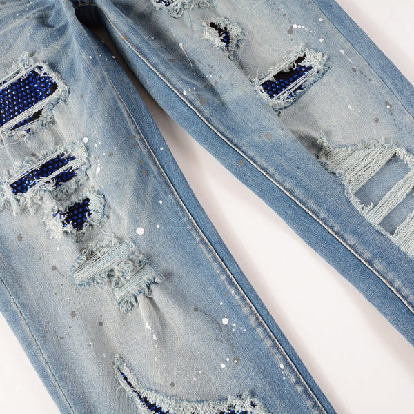 Blue Jewel Patch Jeans
