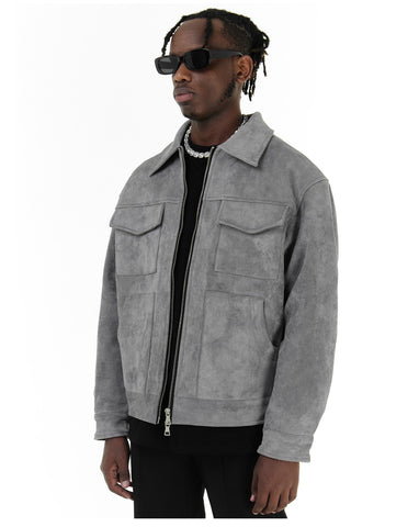 Suede Work Jacket - Grey