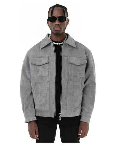 Suede Work Jacket - Grey