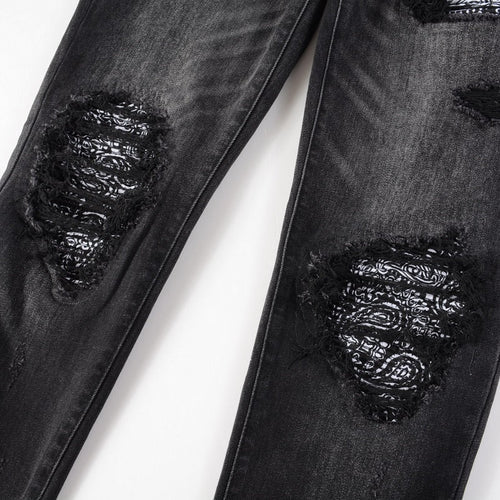 Black Flower Jeans