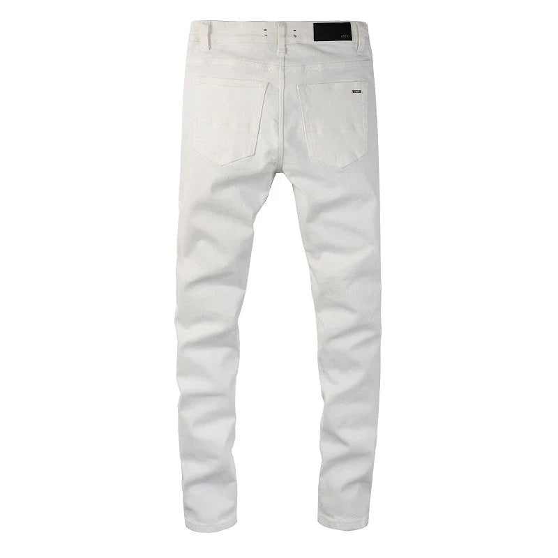 White Flower Patch Jeans