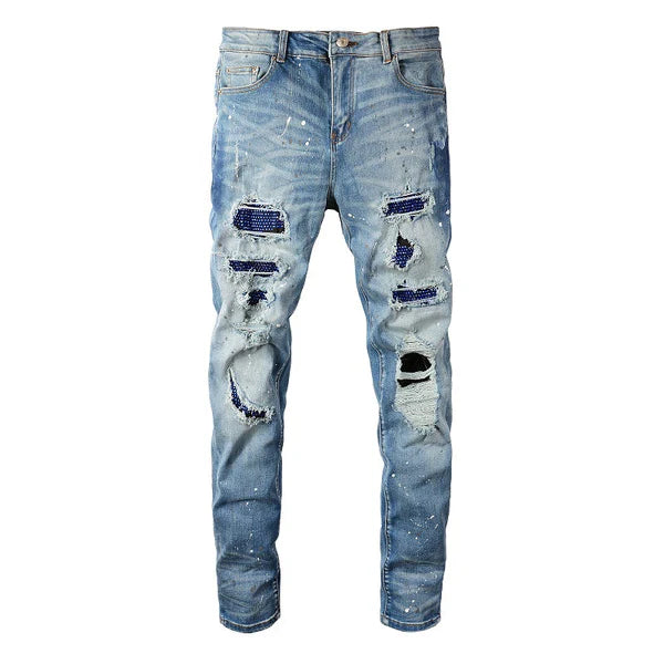 Blue Jewel Patch Jeans
