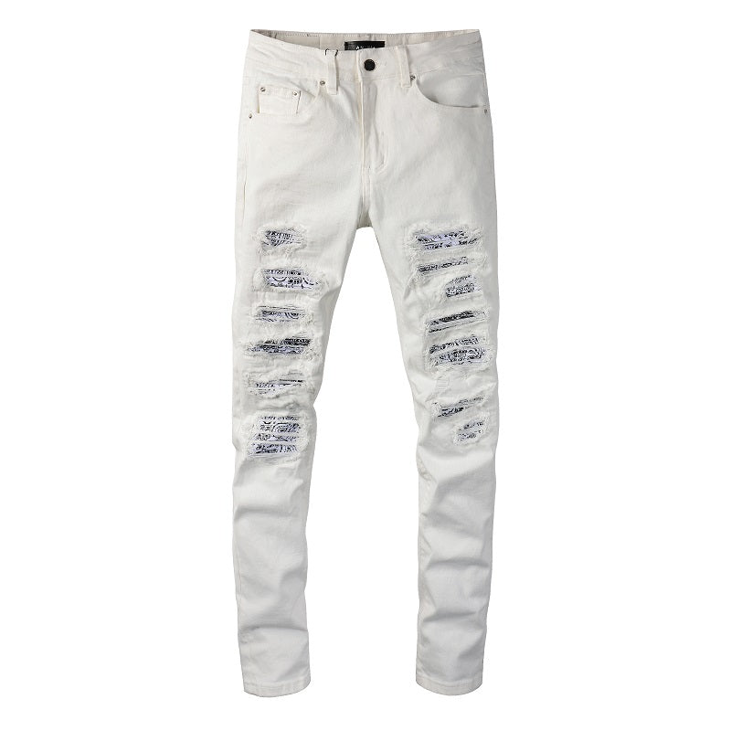 White Flower Patch Jeans