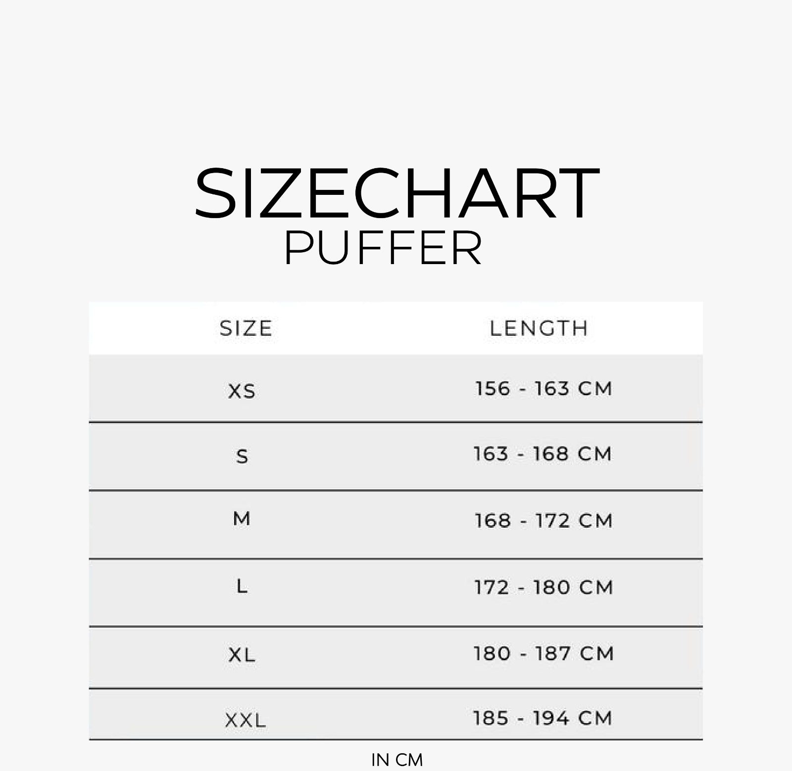 Size chart