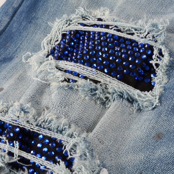 Blue Jewel Patch Jeans
